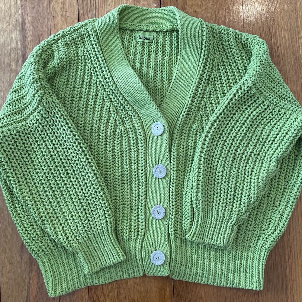 Babaa no 18 cardigan green tea